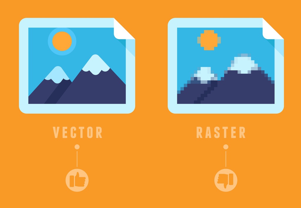 Infographic showing difference between vector and raster images