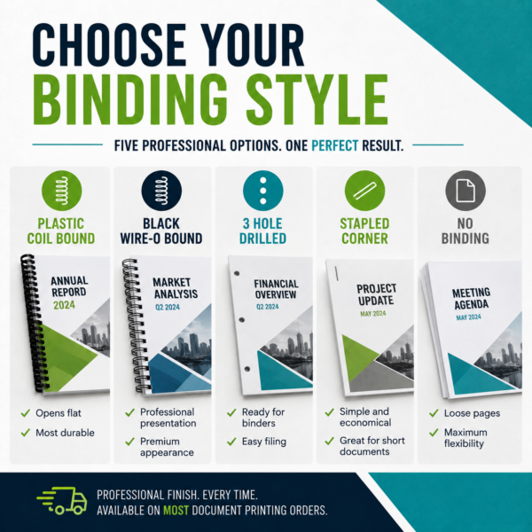 hoose your binding style for document printing