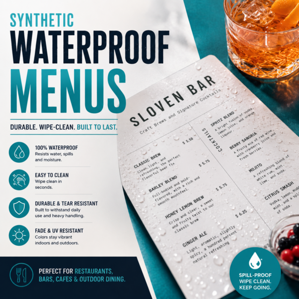 Synthentic Waterproof Menus
