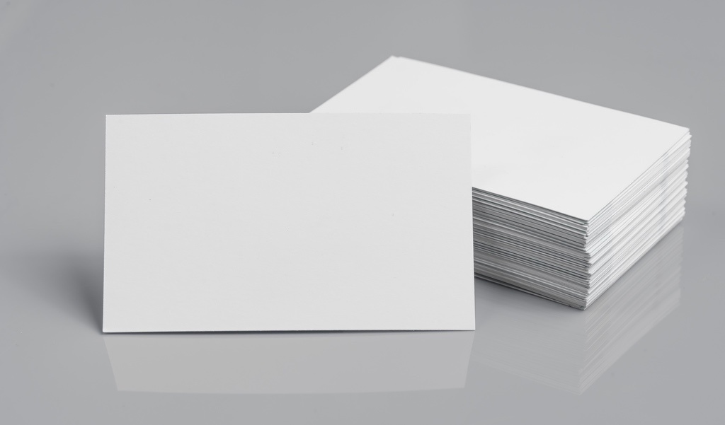 Blank business cards on cardstock