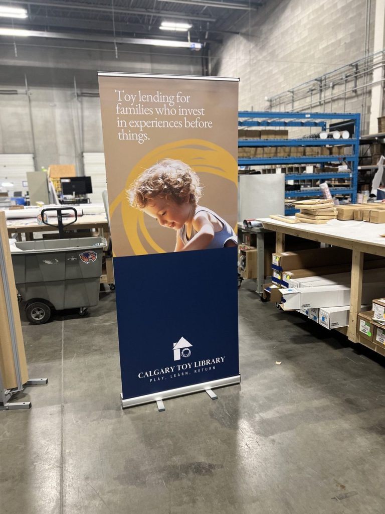 Banner stand printed by Little Rock in warehouse