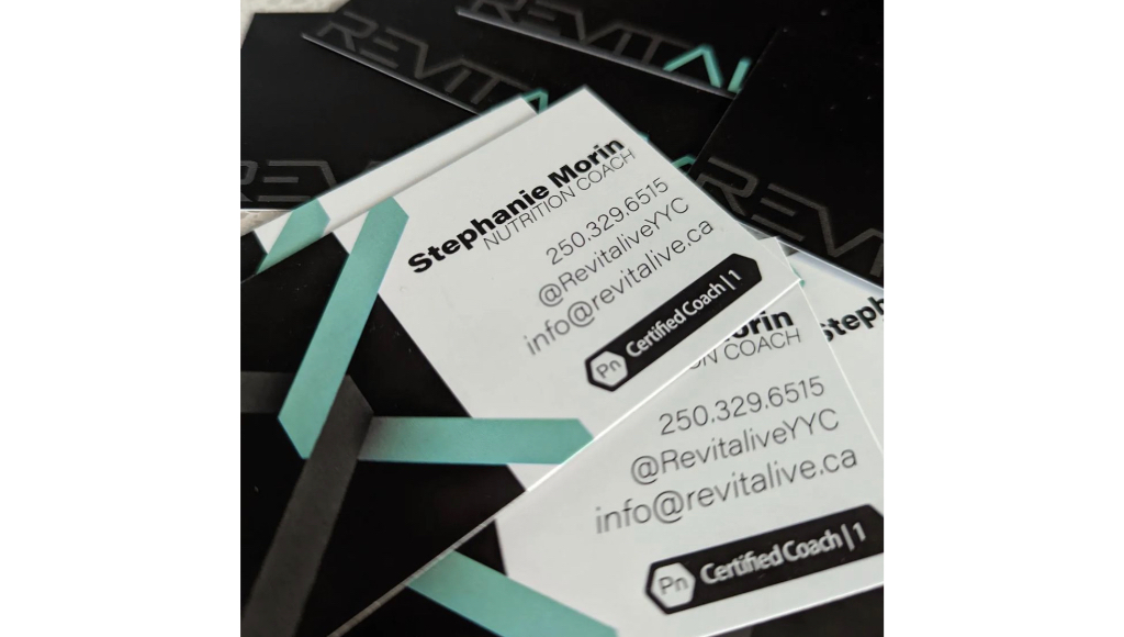 Business cards for Stephanie Morin at Revitalive