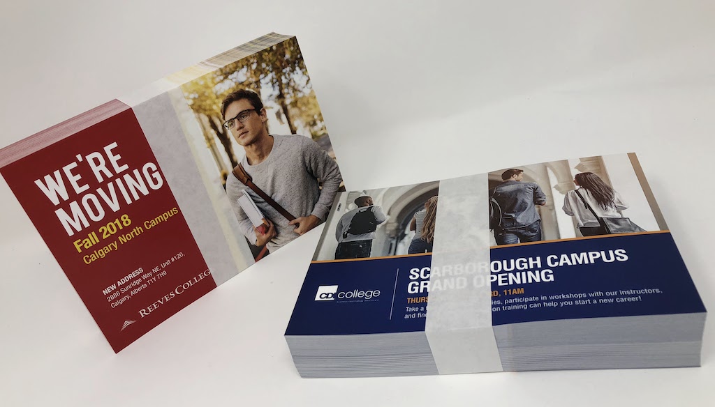 Printed flyers for Reeves College and CDI College