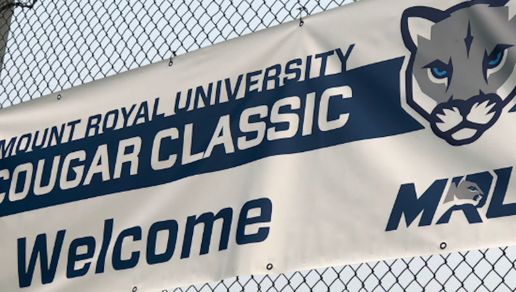 Outdoor banner for Mount Royal University's Cougar Classic printed by Little Rock Printing