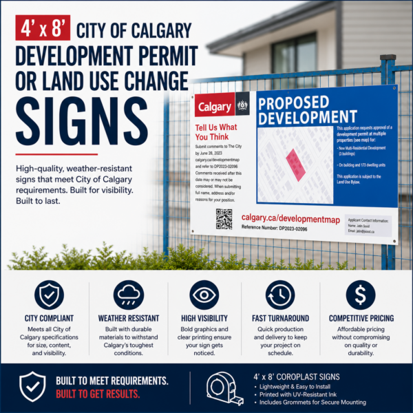 Coroplast Signs 8 City of Calgary Land Permit and Land Use 4x8 Signs on Coroplast