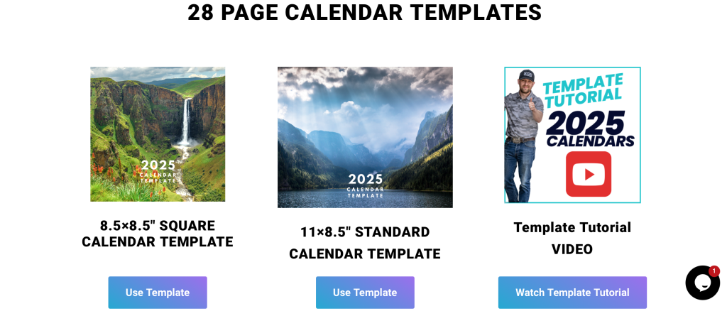 Calendar template options from Little Rock Printing