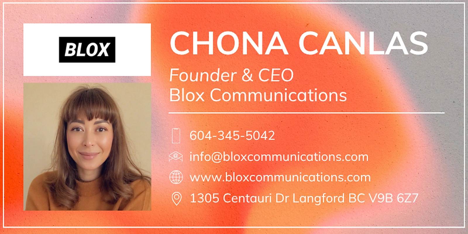 Custom Blox Communications business card printed at Little Rock Printing