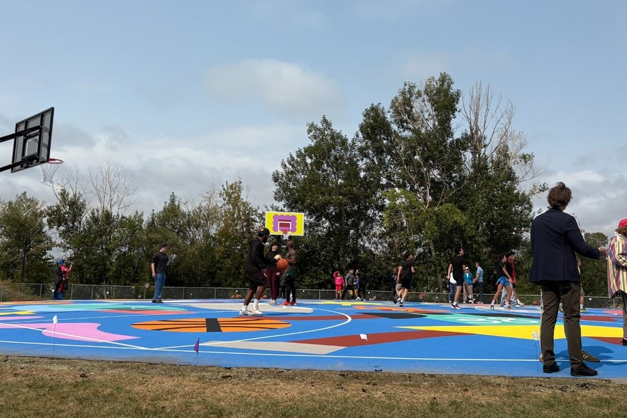 The Federation of Calgary Communities 40 Calgary community basketball court with designed created with Little Rock Printing