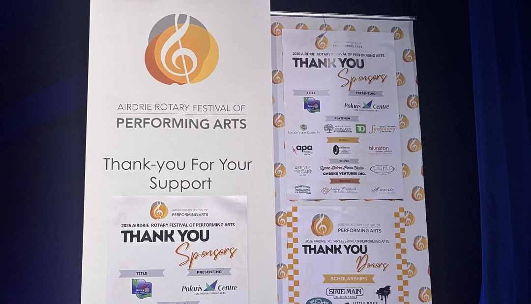 Airdrie Rotary Festival of Performing Arts sponsor and donor display banners printed at Little Rock Printing.